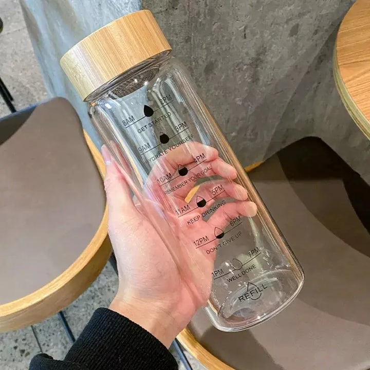 Glass Leak-Proof Measuring Water Bottle - Tran.scend 