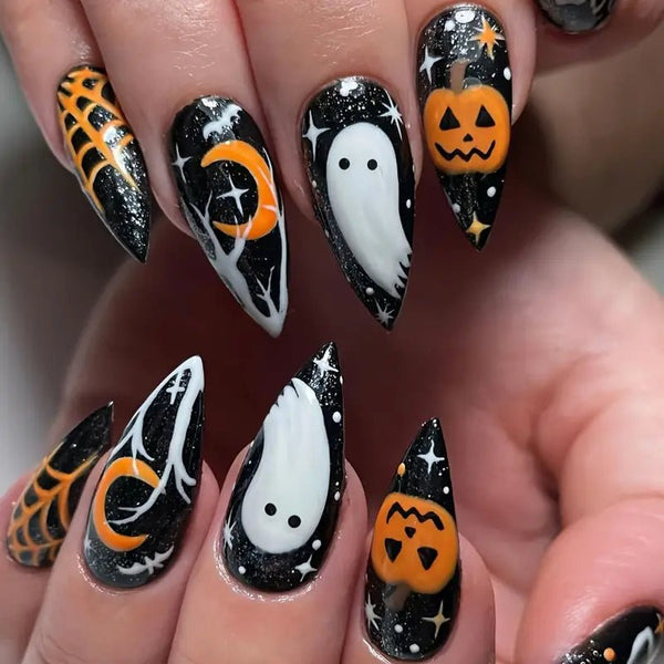 24pcs Halloween - Themed Fake Nails - Tran.scend