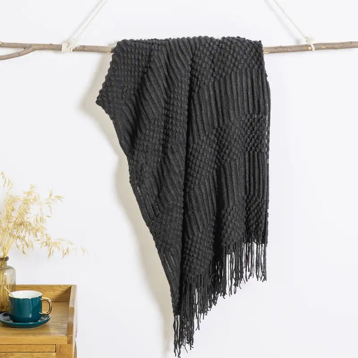 Textured Knit Throw Blanket - Tran.scend 