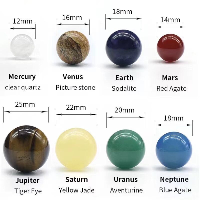 Natural Crystal Solar System Planets Ball