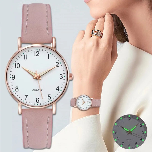 Simple Casual Imitation Leather Belt Watch