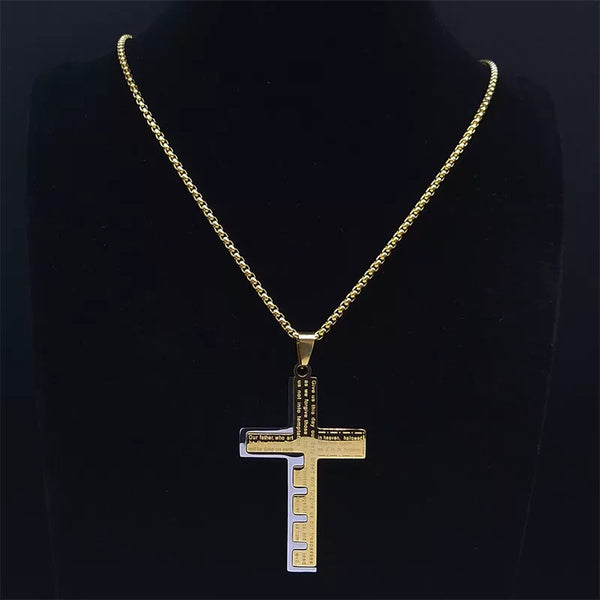 For Him Cross Christian Necklace Stainless Steel