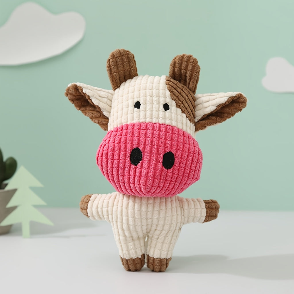 Cute Plush Pink Cow Pet Toy