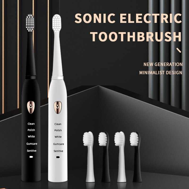 Jianpai Adult Black White Classic Electric Toothbrush