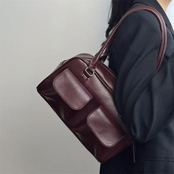 Simple Vintage PU Leather Shoulder Bag