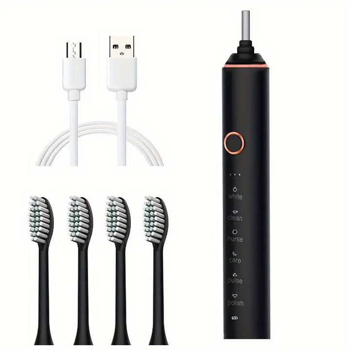 Rechargeable Ultrasonic Electric Toothbrush in Black - Tran.scend 