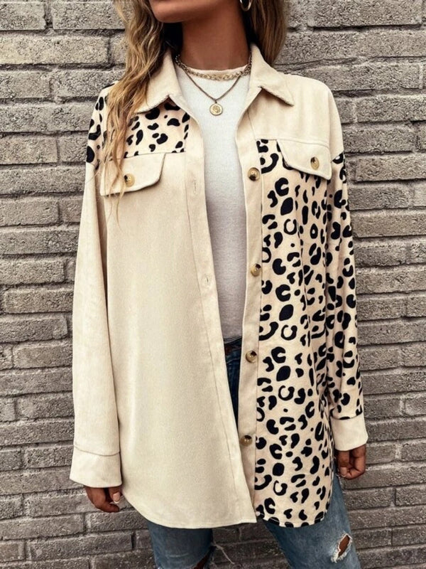 Full Size Leopard Collared Shirt - Tran.scend