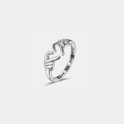 Hand Heart Shape 925 Sterling Silver Open Ring - Tran.scend