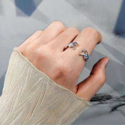 Hand Heart Shape 925 Sterling Silver Open Ring - Tran.scend