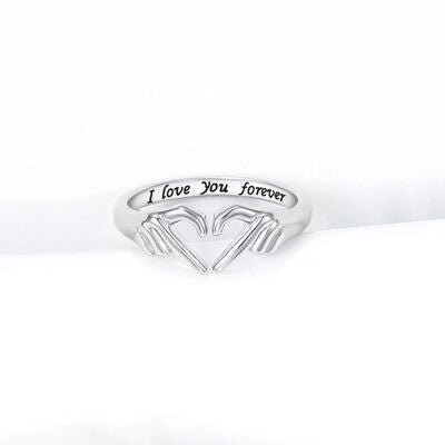 Hand Heart Shape 925 Sterling Silver Open Ring - Tran.scend