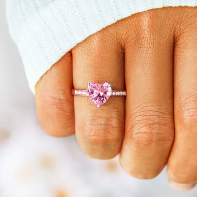 Heart Zircon 925 Sterling Silver Ring - Tran.scend