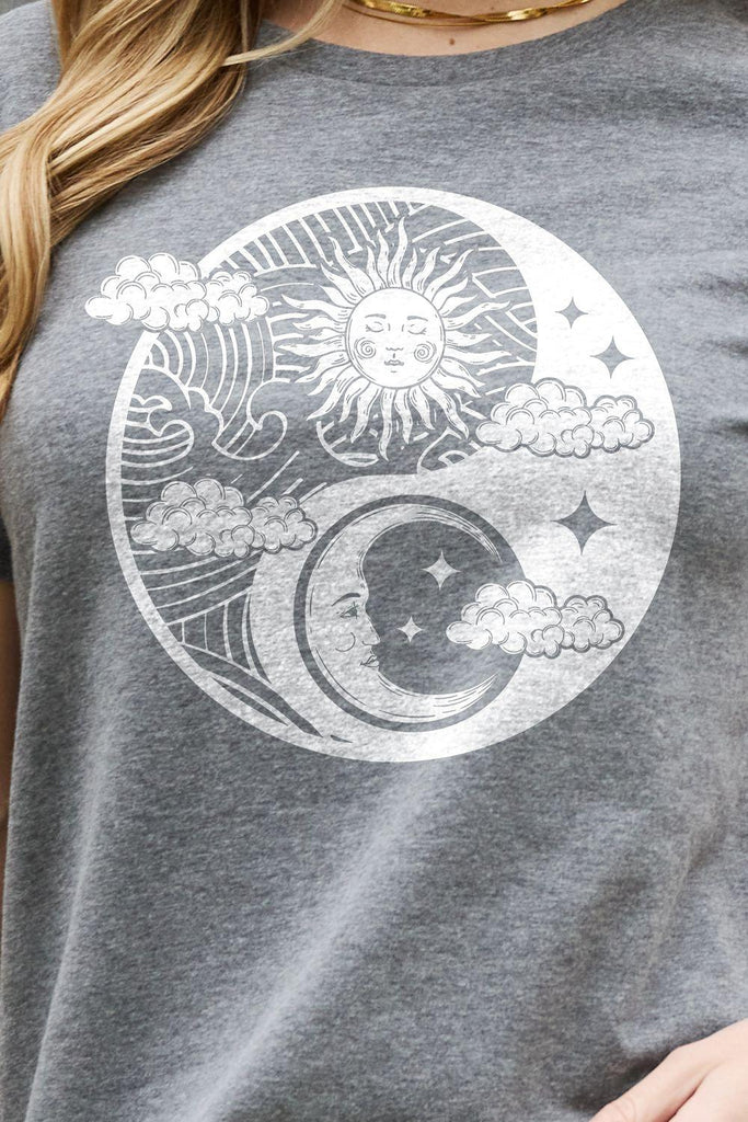 Simply Love Full Size Sun and Moon Graphic Cotton Tee - Tran.scend 