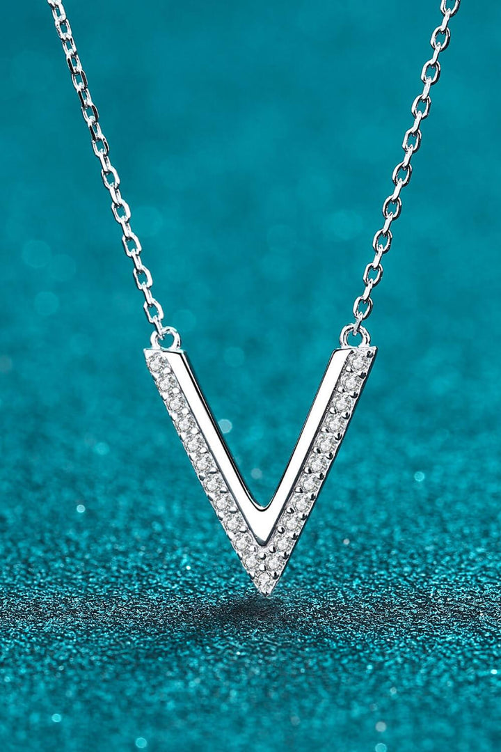 Sterling Silver V Letter Pendant Necklace - Tran.scend 