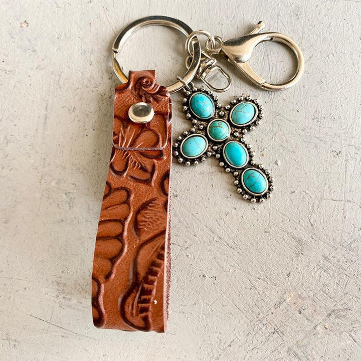 Turquoise Genuine Leather Key Chain - Tran.scend 