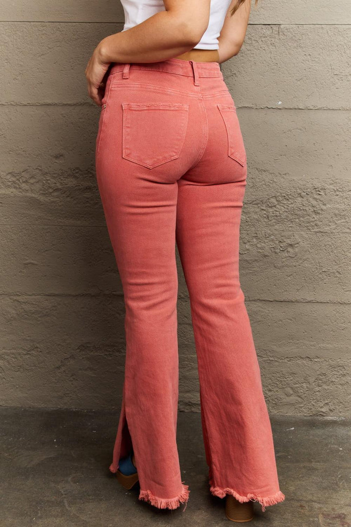 RISEN Bailey Full Size High Waist Side Slit Flare Jeans - Tran.scend 