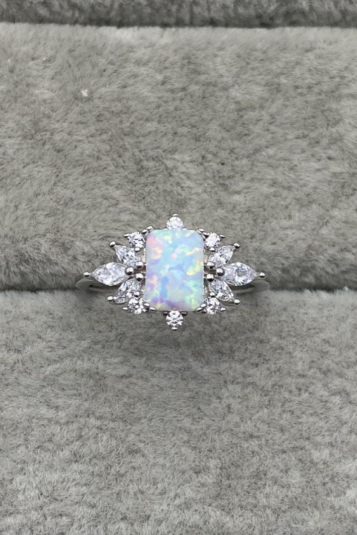925 Sterling Silver Zircon and Opal Ring - Tran.scend 