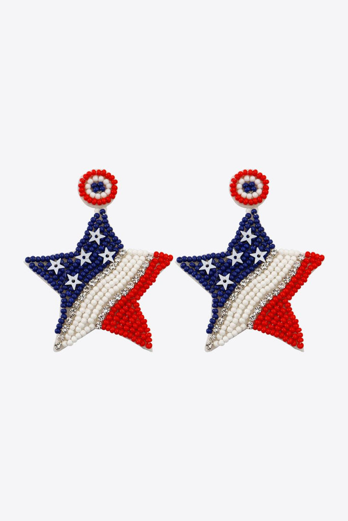 US Flag Beaded Star Earrings - Tran.scend 