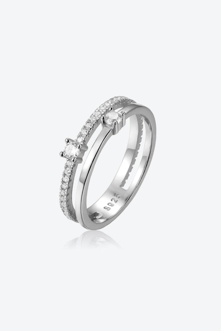 Zircon 925 Sterling Silver Double-Layered Ring - Tran.scend 