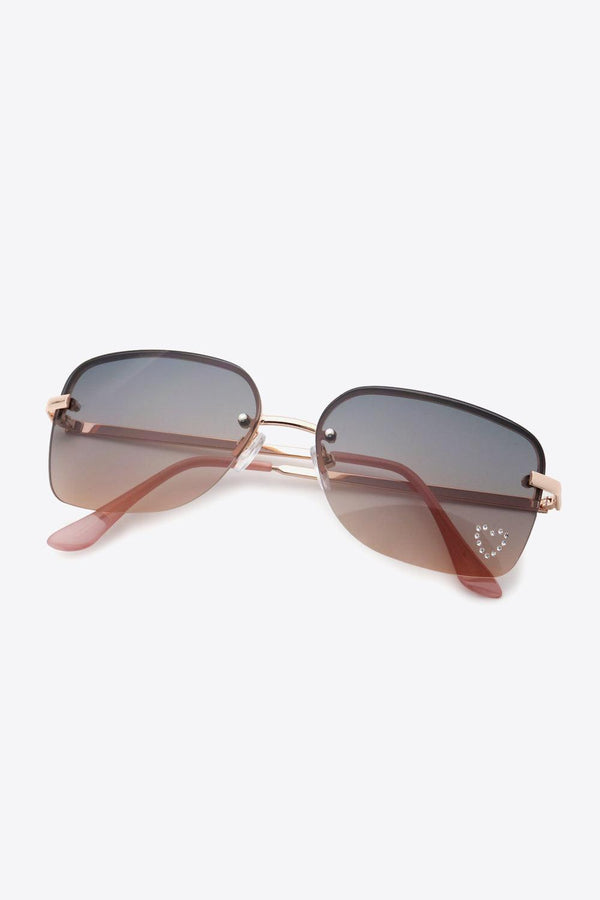 Rhinestone Heart Metal Frame Sunglasses - Tran.scend 