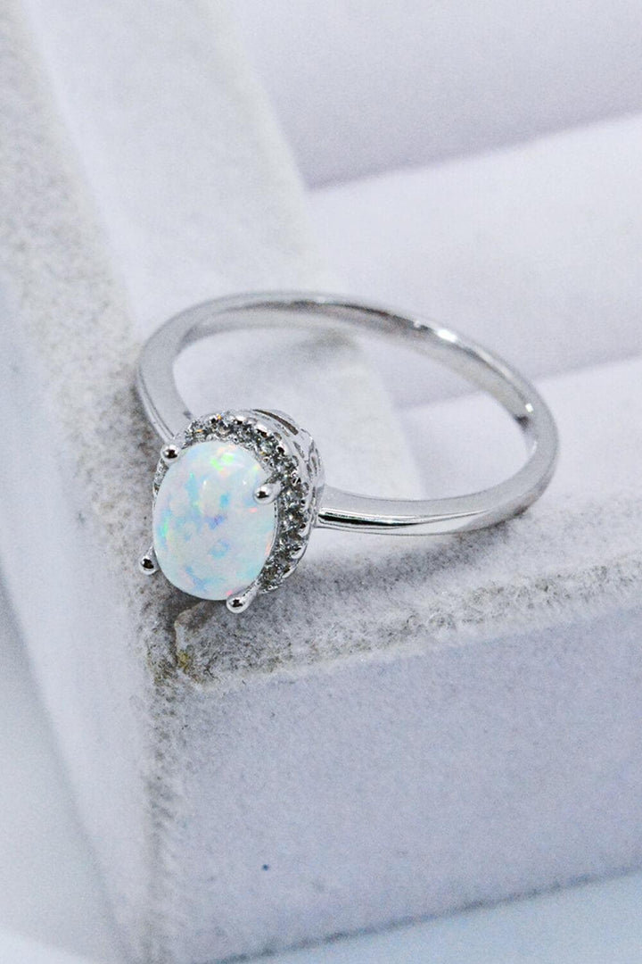 925 Sterling Silver 4-Prong Opal Ring - Tran.scend 