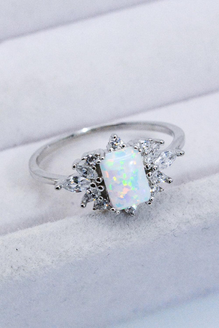 925 Sterling Silver Zircon and Opal Ring - Tran.scend 