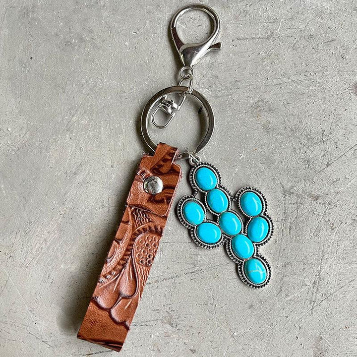 Turquoise Genuine Leather Key Chain - Tran.scend 