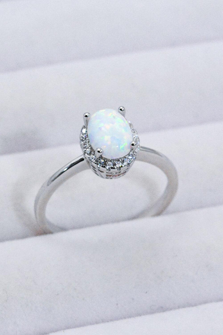 925 Sterling Silver 4-Prong Opal Ring - Tran.scend 