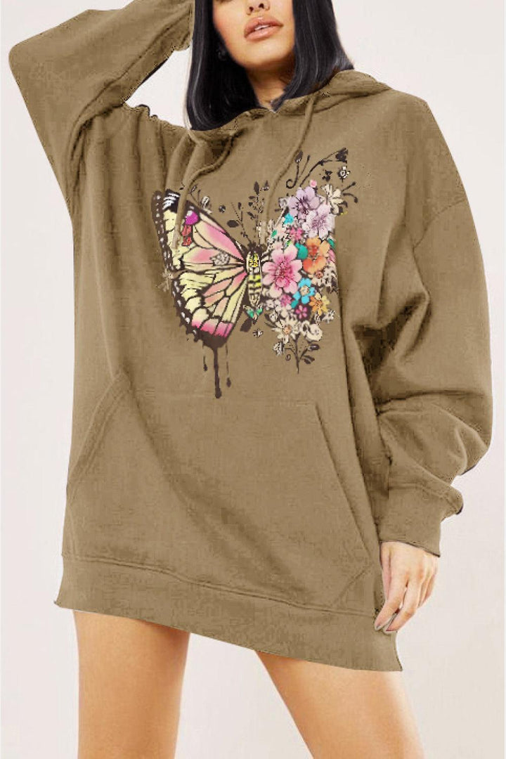 Simply Love Full Size Butterfly Graphic Dropped Shoulder Hoodie - Tran.scend 