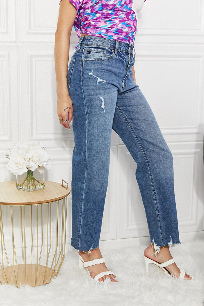Kancan Full Size Melanie Crop Wide Leg Jeans - Tran.scend 