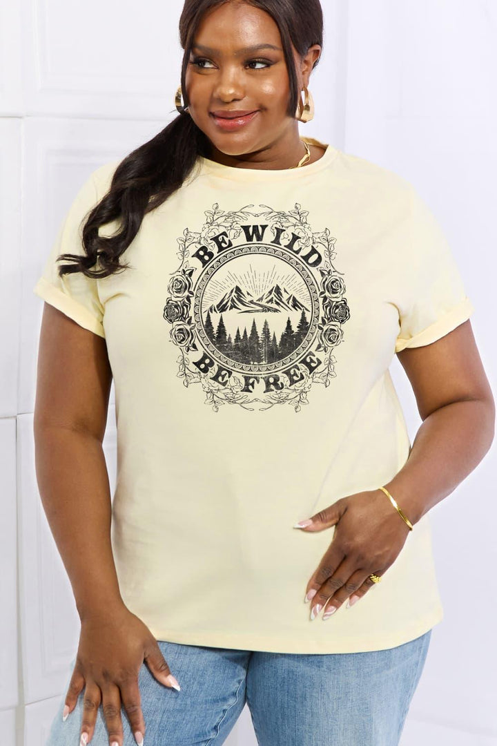 Simply Love Full Size BE WILD BE FREE Graphic Cotton T-Shirt - Tran.scend 