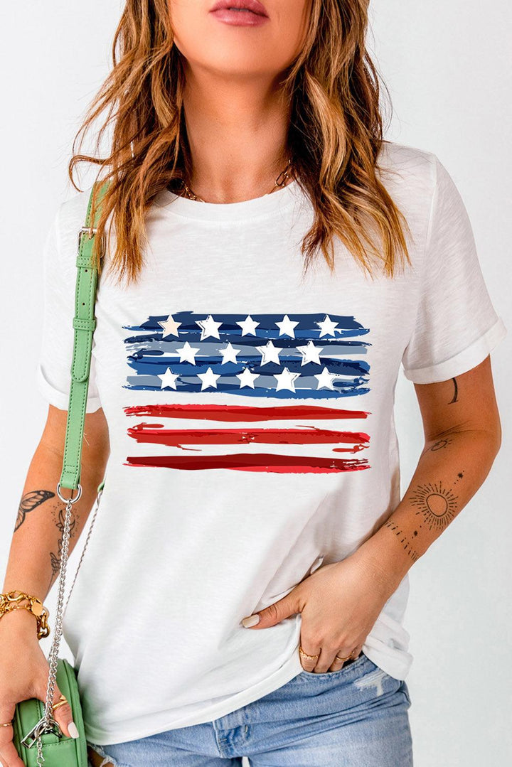 US Flag Graphic Round Neck Tee - Tran.scend 