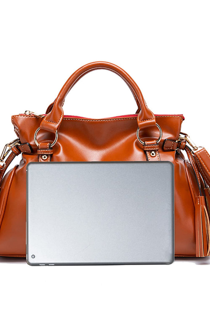 PU Leather Handbag with Tassels