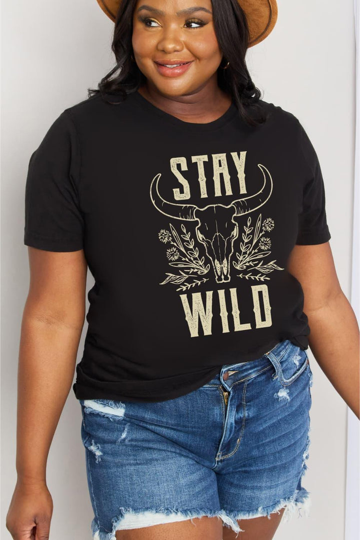 Simply Love Full Size STAY WILD Graphic Cotton Tee - Tran.scend 