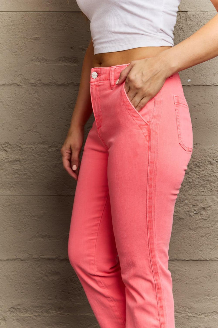 RISEN Kenya Full Size High Waist Side Twill Straight Jeans - Tran.scend 
