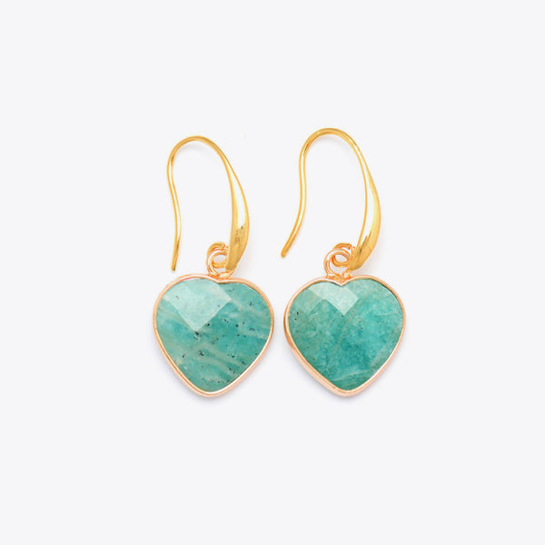 Natural Stone Heart Drop Earrings